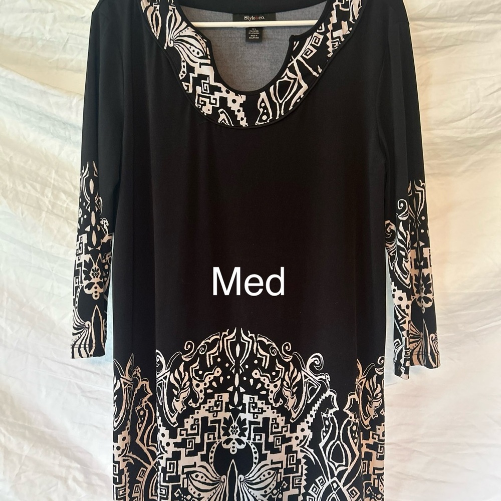 Style & Co. Black and White Patterned Dress